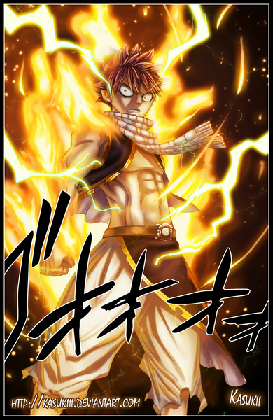 Anime picture 911x1400 with fairy tail natsu dragneel kasukiii single tall image short hair simple background pink hair orange eyes sleeveless grin coloring magic muscle framed angry electricity boy scarf fire
