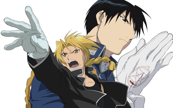 Anime picture 6475x4059 with fullmetal alchemist studio bones edward elric roy mustang highres wide image boy
