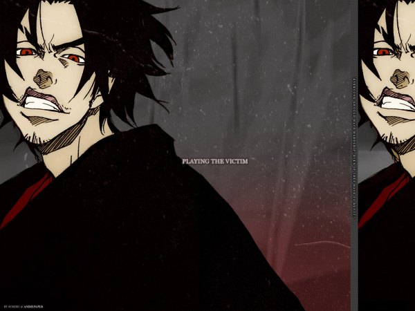 Anime picture 1600x1200 with samurai champloo mugen (samurai champloo) black hair red eyes boy