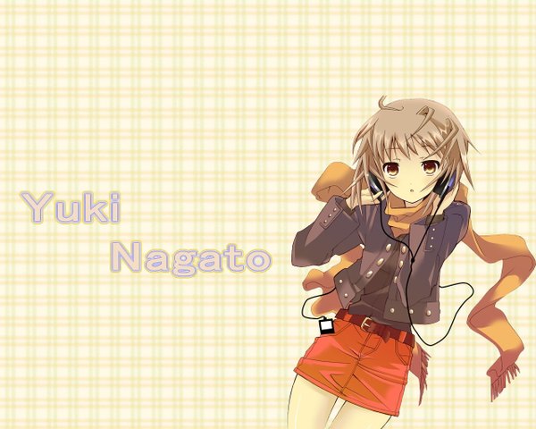 Anime picture 1280x1024 with suzumiya haruhi no yuutsu kyoto animation nagato yuki girl headphones