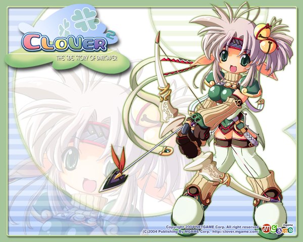 Anime picture 1280x1024 with elf bow (weapon) clover (plant) tagme