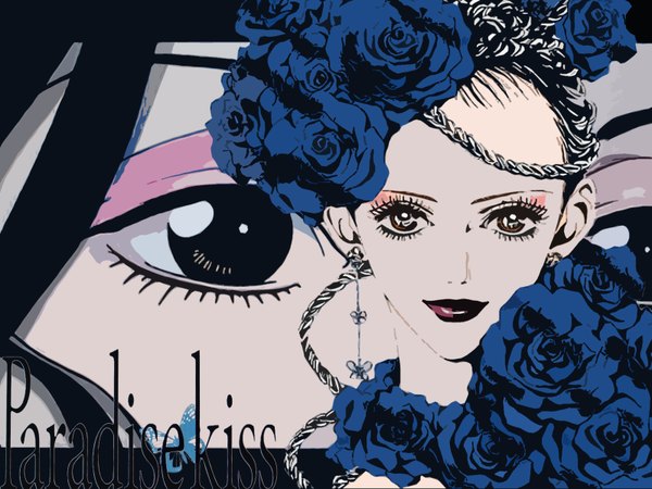 Anime picture 1600x1200 with paradise kiss madhouse yukari hayasaka girl flower (flowers) rose (roses) blue rose