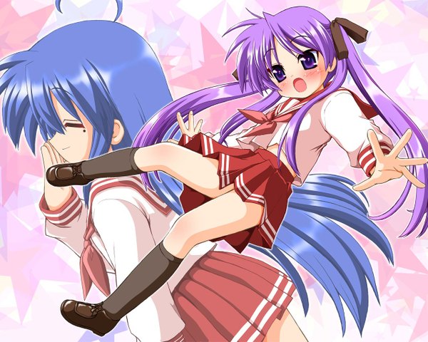 Anime picture 1280x1024 with lucky star kyoto animation izumi konata hiiragi kagami girl