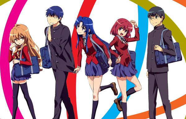 Anime picture 2000x1283 with toradora j.c. staff aisaka taiga kawashima ami kushieda minori takasu ryuuji kitamura yuusaku highres