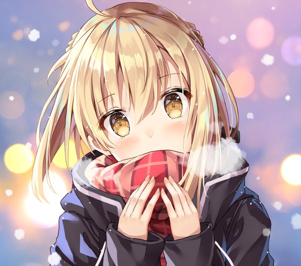 Anime picture 1200x1060 with fate (series) fate/grand order artoria pendragon (all) mysterious heroine x (alter) (fate) mysterious heroine x alter (first ascension) (fate) rin yuu single looking at viewer blush fringe short hair blonde hair hair between eyes yellow eyes upper body ahoge head tilt fingernails exhalation covered mouth
