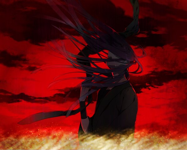 Anime picture 1200x960 with rakudai ninja rantarou tachibana senzou kai28 single long hair open mouth sky purple hair cloud (clouds) wind tears crying screaming boy