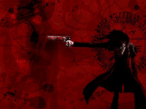 Anime picture 1024x768 with hellsing alucard (hellsing) red background tagme