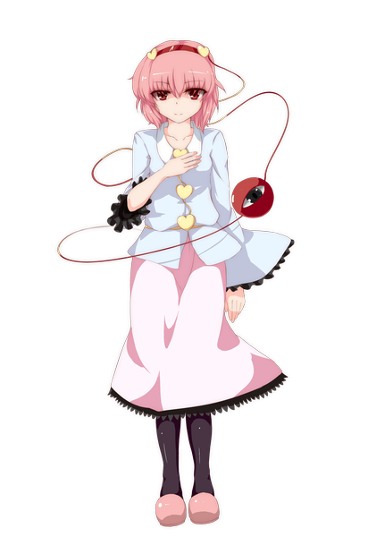 Anime picture 2031x2952 with touhou komeiji satori dedeyong single tall image highres short hair red eyes pink hair transparent background eyes girl shoes slippers