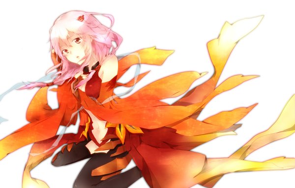 Anime picture 3000x1920 with guilty crown production i.g yuzuriha inori nazunat (artist) single long hair highres simple background red eyes white background pink hair absurdres girl bodysuit