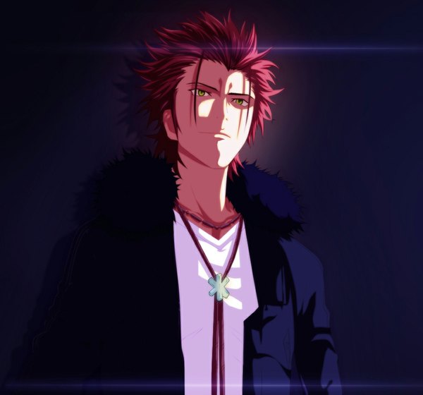 Anime picture 1000x934 with k-project gohands (studio) mikoto suoh eroishi single short hair simple background green eyes pink hair light smile coloring light boy fur