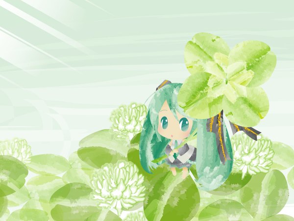 Anime picture 1024x768 with vocaloid hatsune miku chibi multicolored girl