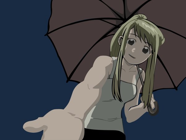 Anime picture 1024x768 with fullmetal alchemist studio bones winry rockbell umbrella tagme