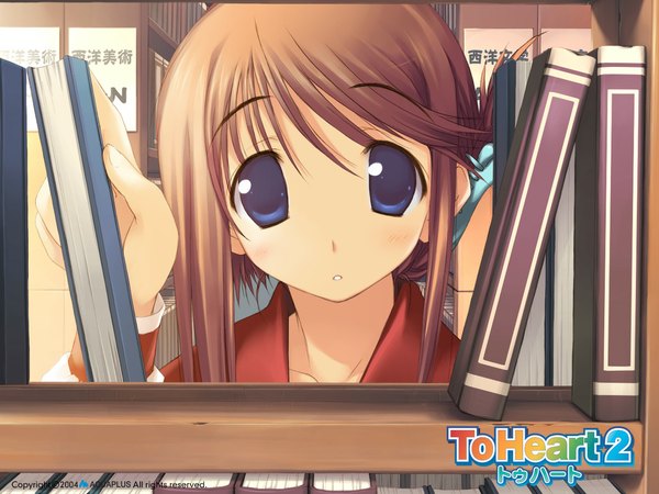 Anime picture 1024x768 with to heart 2 leaf (studio) komaki manaka amazuyu tatsuki indoors library tagme