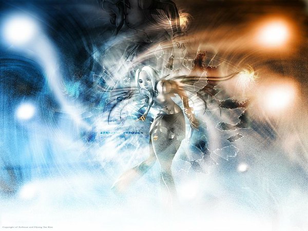 Anime picture 1024x768 with silver hair wallpaper zoom layer abstract girl