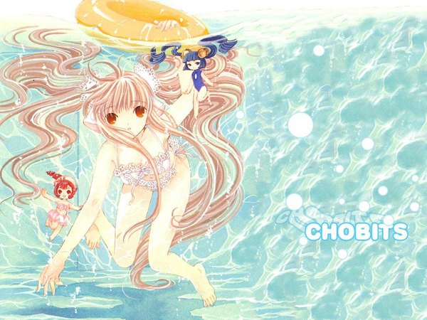 Anime picture 1024x768 with chobits chii sumomo kotoko swimsuit