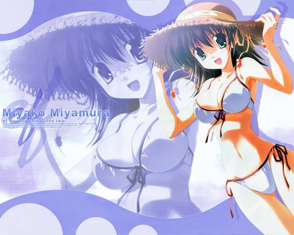 Anime picture 1280x1024 with ef ef a tale of memories shaft (studio) minori miyamura miyako light erotic swimsuit bikini white bikini