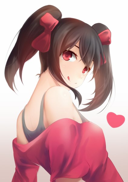 Anime picture 1000x1414 with love live! school idol project sunrise (studio) love live! yazawa nico lancefate single long hair tall image looking at viewer black hair simple background smile red eyes white background twintails girl bow hair bow heart