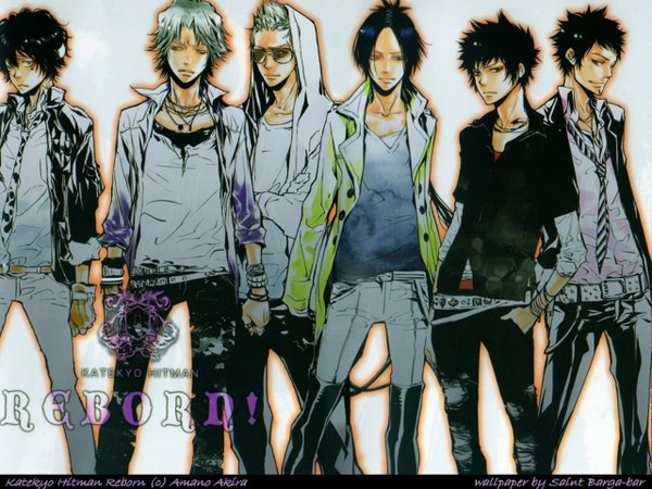 Anime picture 1280x960 with katekyou hitman reborn hibari kyouya rokudo mukuro gokudera hayato yamamoto takeshi lambo sasagawa ryohei boy