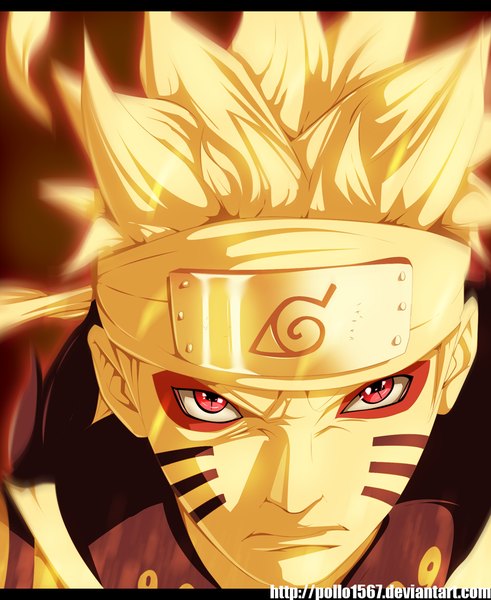 Anime picture 864x1056 with naruto studio pierrot naruto (series) uzumaki naruto pollo1567 single tall image short hair blonde hair pink eyes coloring magic close-up face angry jinchuriki boy bandana