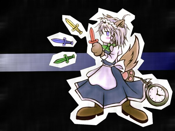 Anime-Bild 1434x1076 mit touhou izayoi sakuya girl skirt skirt set wolf tagme