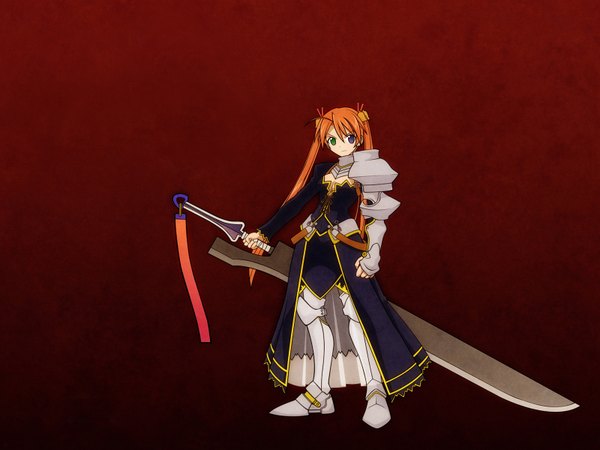 Anime picture 1600x1200 with mahou sensei negima! kagurazaka asuna twintails heterochromia sword