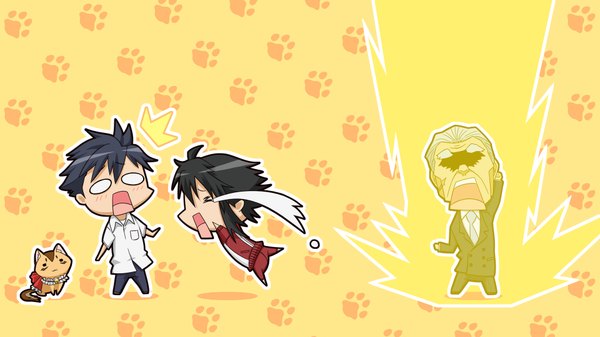 Anime picture 1920x1080 with nyan koi kousaka junpei ichinose nagi highres wide image chibi o o cat josephine