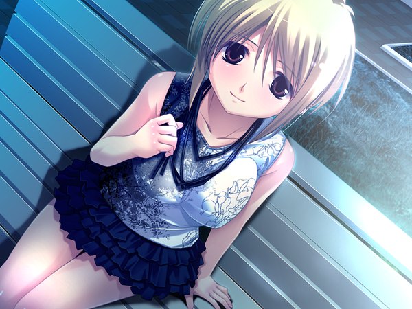 Anime picture 1200x900 with futa ane (game) light erotic blonde hair brown eyes game cg girl