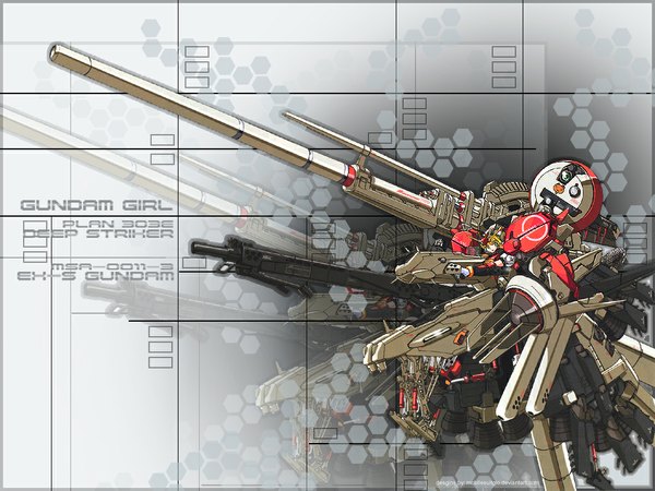 Anime picture 1024x768 with mobile suit gundam sunrise (studio) mobilesuitgio single blonde hair signed inscription grey background copyright name character names girl weapon gun mecha