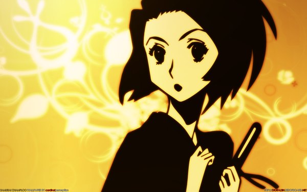 Anime picture 1920x1200 with samurai champloo fuu (samurai champloo) highres wide image yellow background