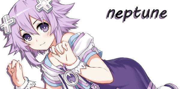 Anime picture 1413x700 with choujigen game neptune neptune (choujigen game neptune) [saw] single blush short hair wide image purple eyes purple hair light smile transparent background girl clothes