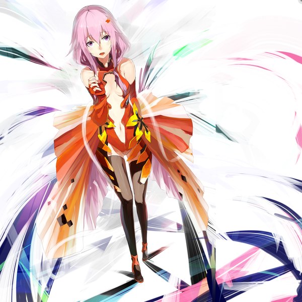 Anime picture 2800x2800 with guilty crown production i.g yuzuriha inori hajime kaname single long hair highres red eyes pink hair center opening girl navel detached sleeves