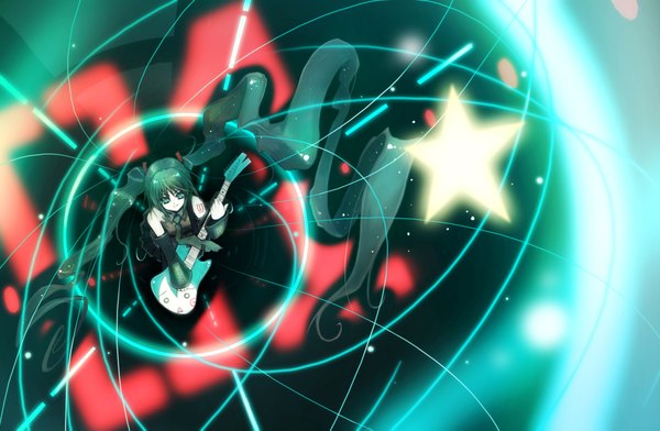 Anime picture 1730x1133 with vocaloid hatsune miku highres girl guitar