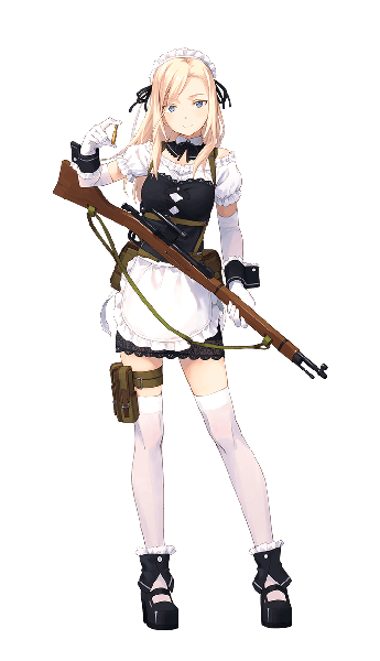 Anime picture 720x1250 with formation of girls alevetz novoseltsova kinta (distortion) single long hair tall image looking at viewer fringe blue eyes blonde hair standing holding full body light smile maid zettai ryouiki transparent background girl thighhighs gloves
