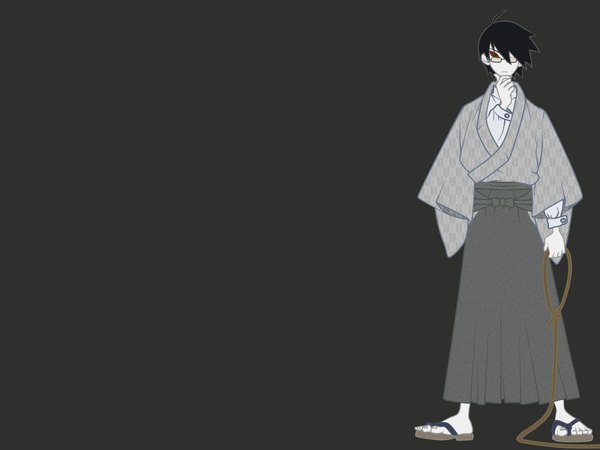 Anime picture 1600x1200 with sayonara zetsubou sensei shaft (studio) itoshiki nozomu grey background tagme