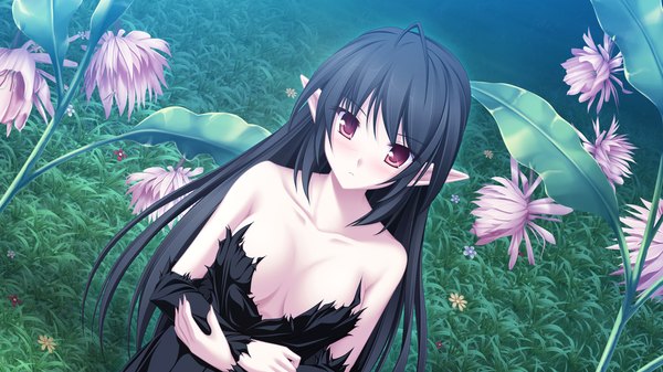 Anime picture 1920x1080 with maikaze no melt suzukaze no melt whirlpool (studio) fuu (suzukaze no melt) tenmaso single long hair highres black hair red eyes wide image game cg girl