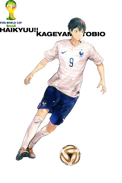 Anime picture 800x1200 with haikyuu!! production i.g nike world cup 2014 fifa world cup kageyama tobio zis (artist) single tall image short hair black hair simple background white background looking away black eyes copyright name character names football boy uniform