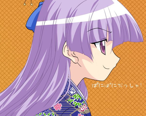 Anime picture 1280x1024 with pani poni dash! kashiwagi yuuma long hair purple hair japanese clothes kimono