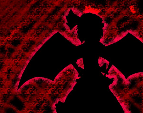 Anime picture 1200x948 with touhou remilia scarlet red background bat wings girl hat