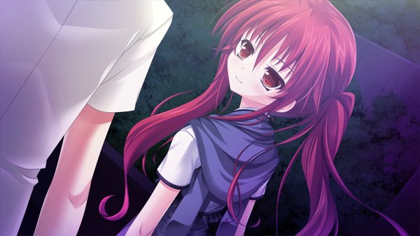 Anime picture 1280x720 with furuiro meikyuu rondo long hair red eyes wide image twintails game cg red hair girl dress