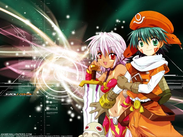 Anime picture 1024x768 with .hack// kunisaki rena kunisaki shugo tagme