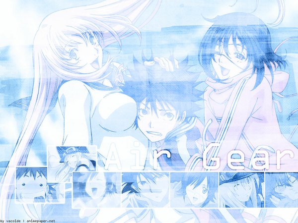 Anime picture 1024x768 with air gear toei animation minami itsuki simca wanijima akito blue background eyepatch