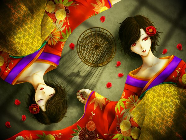 Anime picture 1024x768 with vocaloid meiko japanese clothes girl kimono