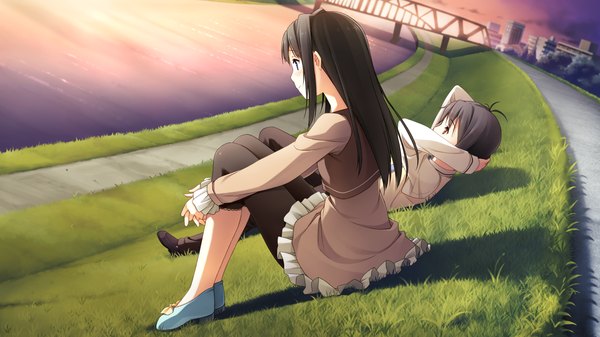 Anime picture 1920x1080 with your diary nagamine tomoki ayase sayuki kantoku long hair highres short hair blue eyes black hair wide image game cg girl boy