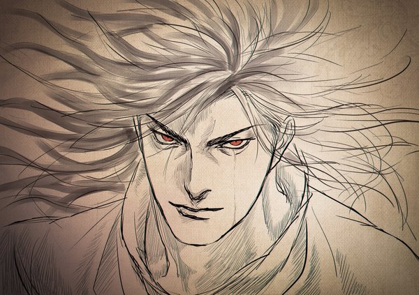 Anime picture 2000x1413 with naruto studio pierrot naruto (series) uchiha madara tagme (artist) single long hair looking at viewer highres floating hair portrait sketch sharingan boy