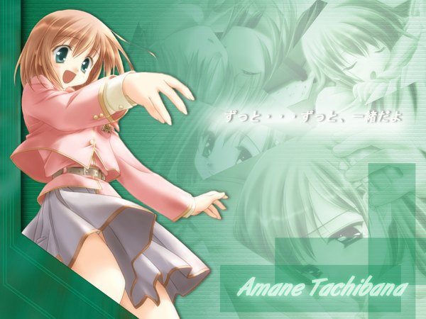 Anime picture 1024x768 with canvas (anime) tachibana amane open mouth smile girl skirt