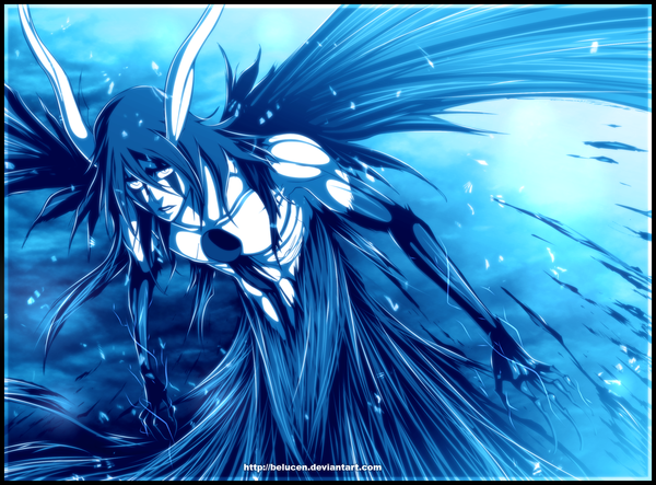 Anime picture 1376x1018 with bleach studio pierrot ulquiorra schiffer belucen single long hair black hair horn (horns) coloring facial mark light muscle framed demon wings white eyes espada boy wings