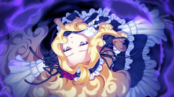 Anime picture 1024x576 with taiyou no promia cachette long hair blonde hair wide image purple eyes game cg loli girl dress