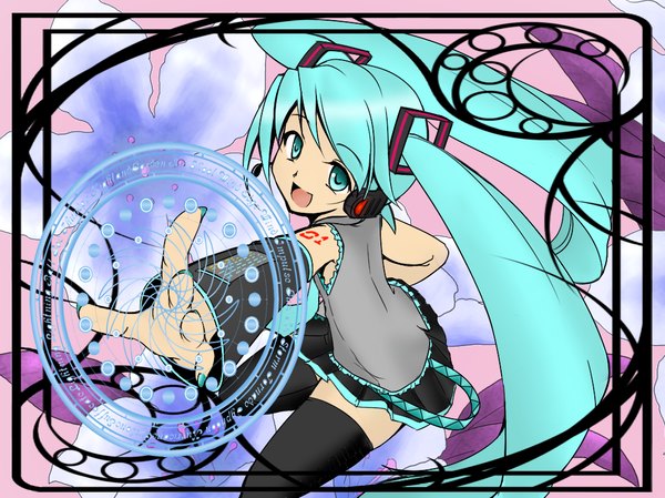Anime picture 1026x768 with vocaloid hatsune miku girl tagme