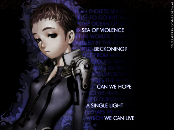 Anime picture 1600x1200 with blue submarine no 6 gonzo kino mayumi single short hair brown hair black eyes girl pilot suit