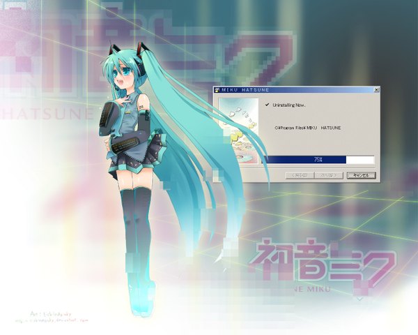 Anime picture 1280x1024 with vocaloid hatsune miku long hair twintails crying girl chikkuru